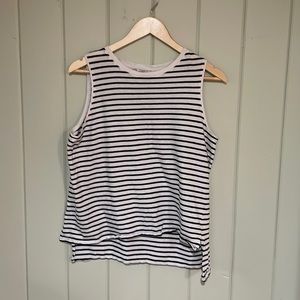Zara Black and White Striped Basic Tank Large